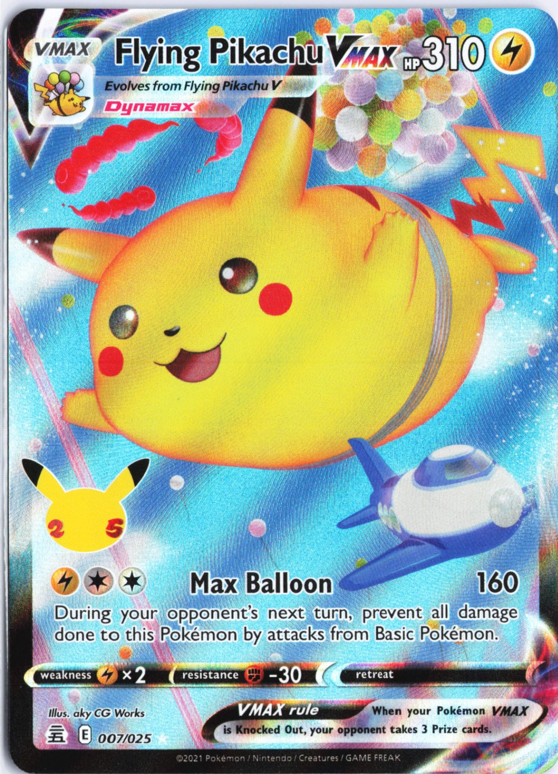 Flying Pikachu VMAX Ultra Rare Celebrations 007/025 NM