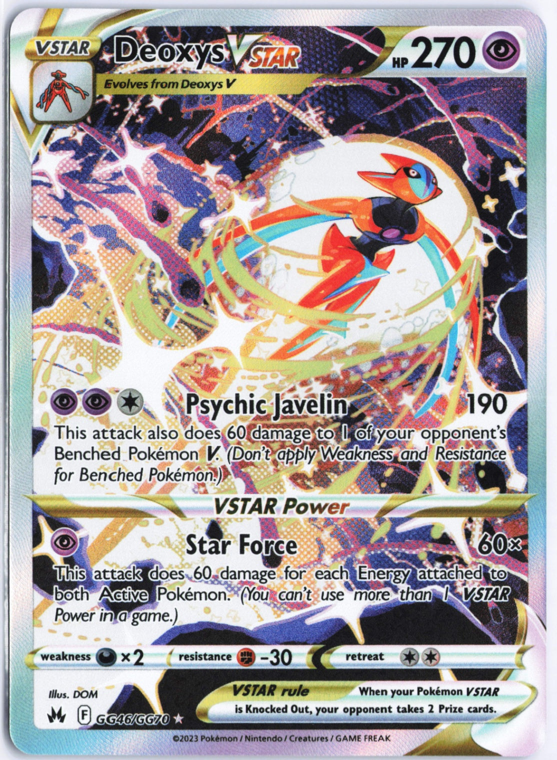 Deoxys VSTAR Ultra Rare Crown Zenith: Galarian Gallery GG46/GG70 NM
