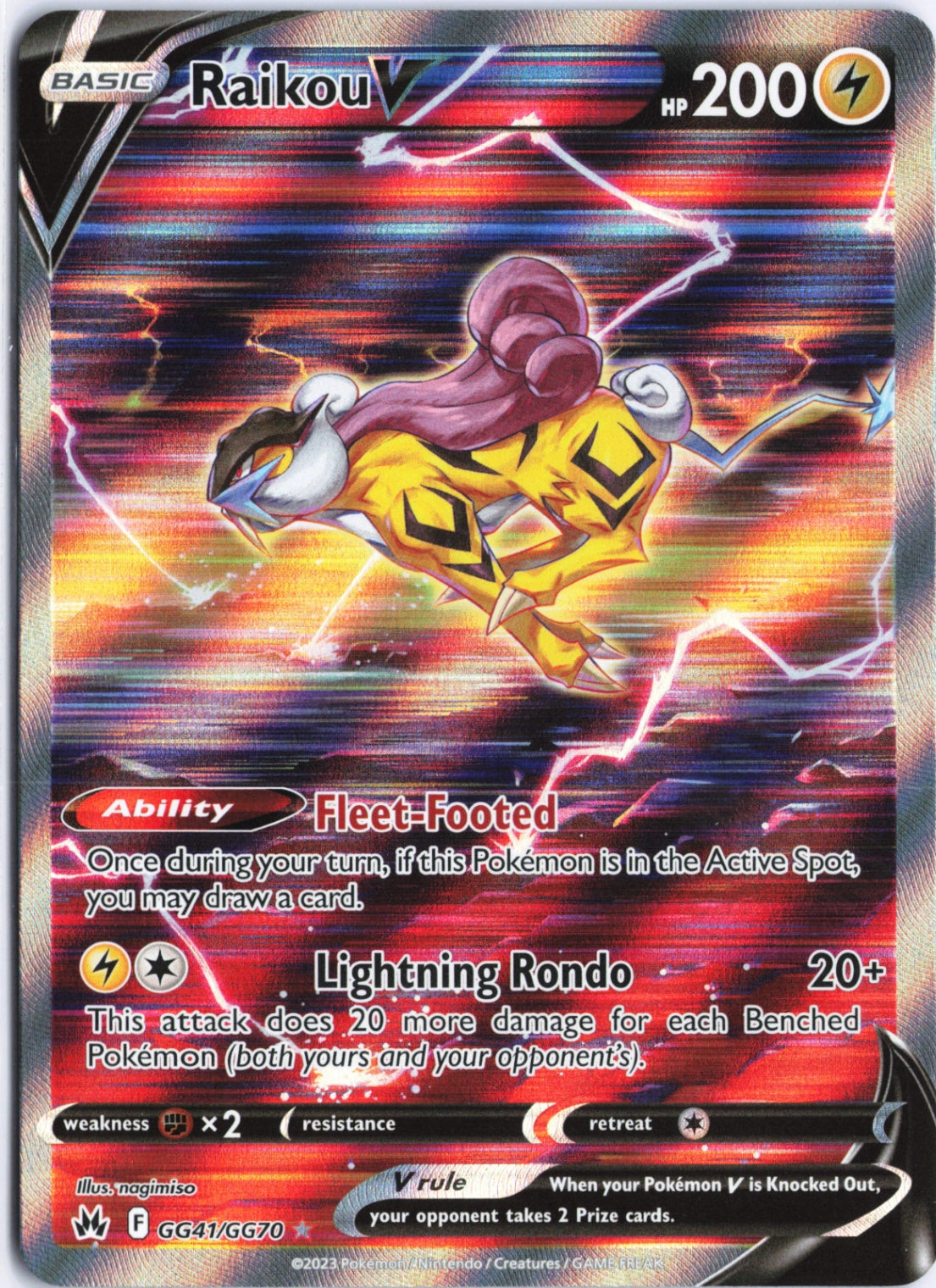 Raikou V Ultra Rare Crown Zenith: Galarian Gallery GG41/GG70 NM