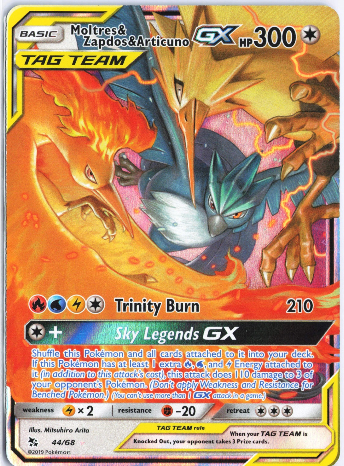 Moltres & Zapdos & Articuno GX Ultra Rare Hidden Fates 44/68 NM