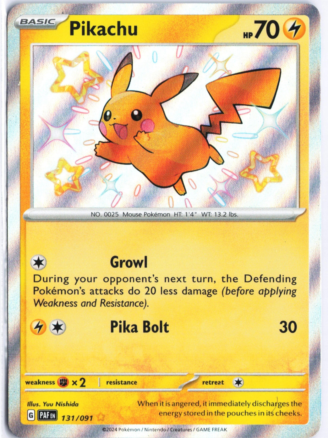 Pikachu Shiny Rare SV: Paldean Fates 131/091 NM