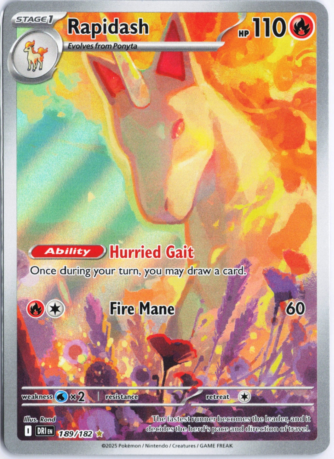Rapidash Illustration Rare SV10: Destined Rivals 189/182 NM