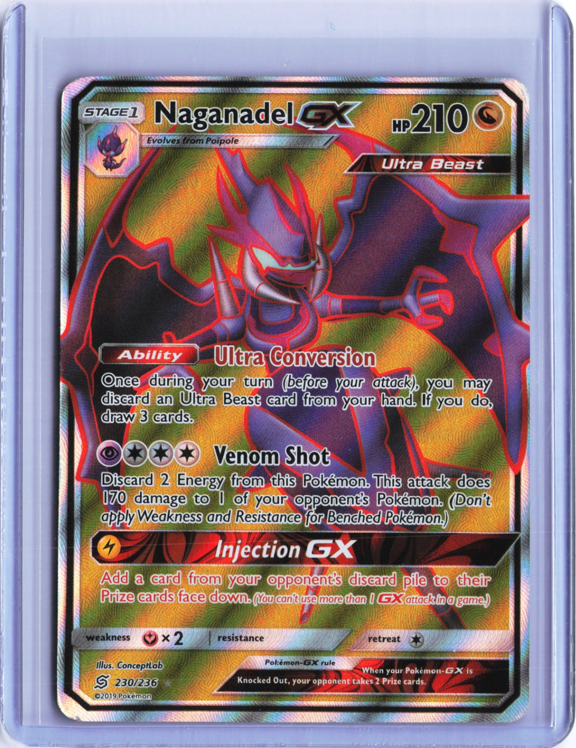 Naganadel GX (Full Art) Ultra Rare SM - Unified Minds 230/236 NM