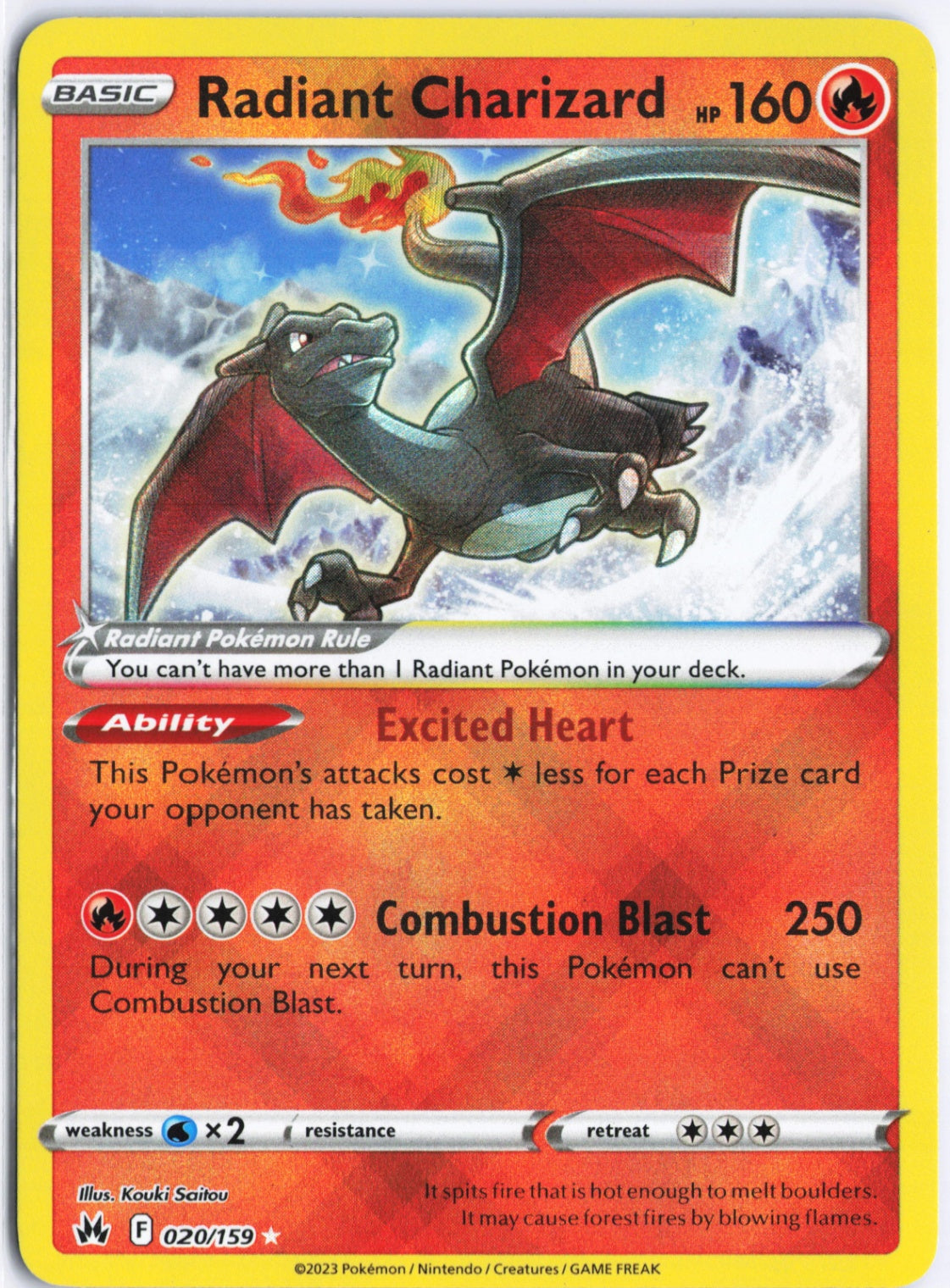 Radiant Charizard Radiant Rare Crown Zenith 020/159 NM