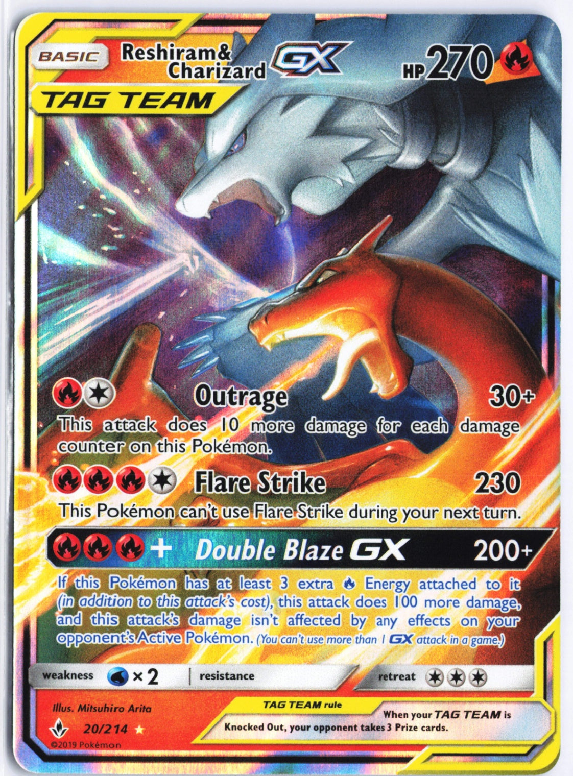 Reshiram & Charizard GX Ultra Rare SM - Unbroken Bonds 20/214 NM