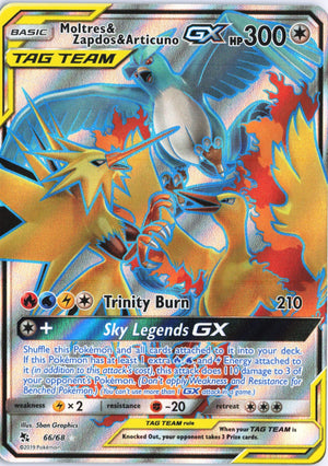 Moltres & Zapdos & Articuno GX (Full Art) Ultra Rare Hidden Fates 66/68 NM