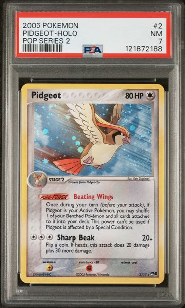 2006 POKEMON POP SERIES 2 #2 PIDGEOT-HOLO POP SERIES 2 PSA#7