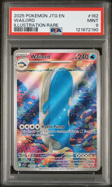2025 POKEMON JTG EN-JOURNEY TOGETHER #162 WAILORD ILLUSTRATION RARE PSA#9