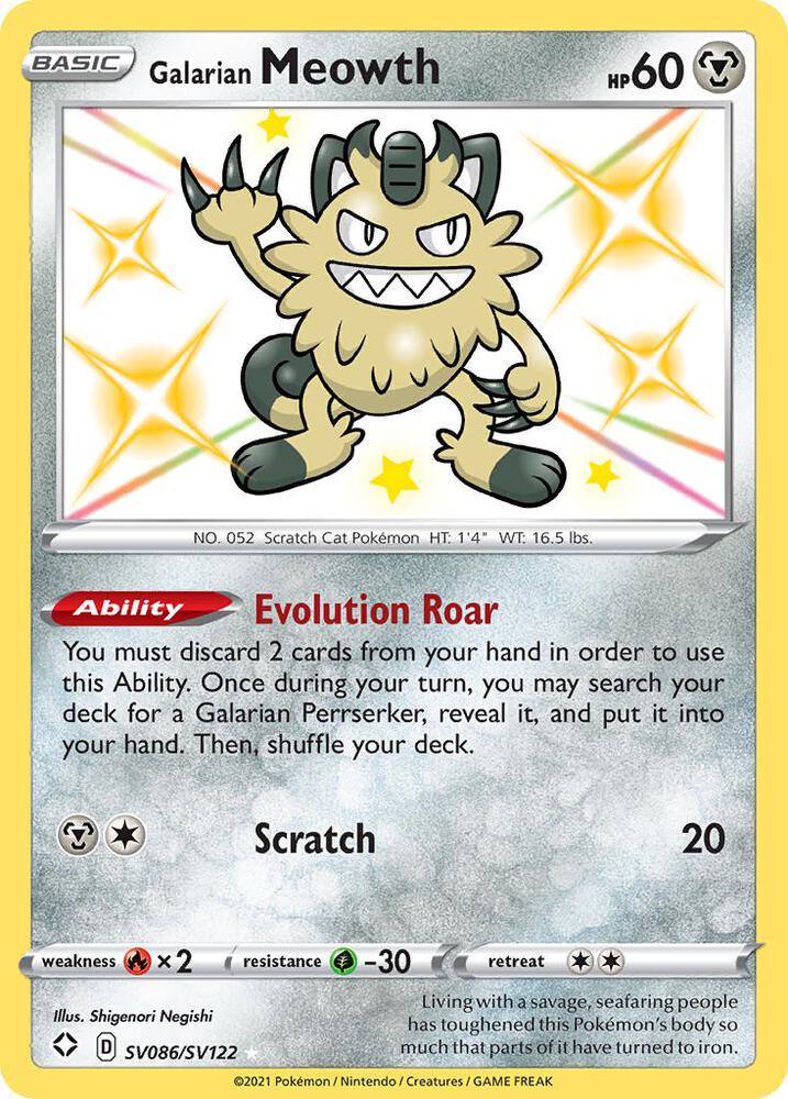Galarian Meowth - Shining Fates: Shiny Vault #SV086/SV122