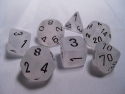 Chessex: Polyhedral 7-Die Set: Frosted: Clear/Black