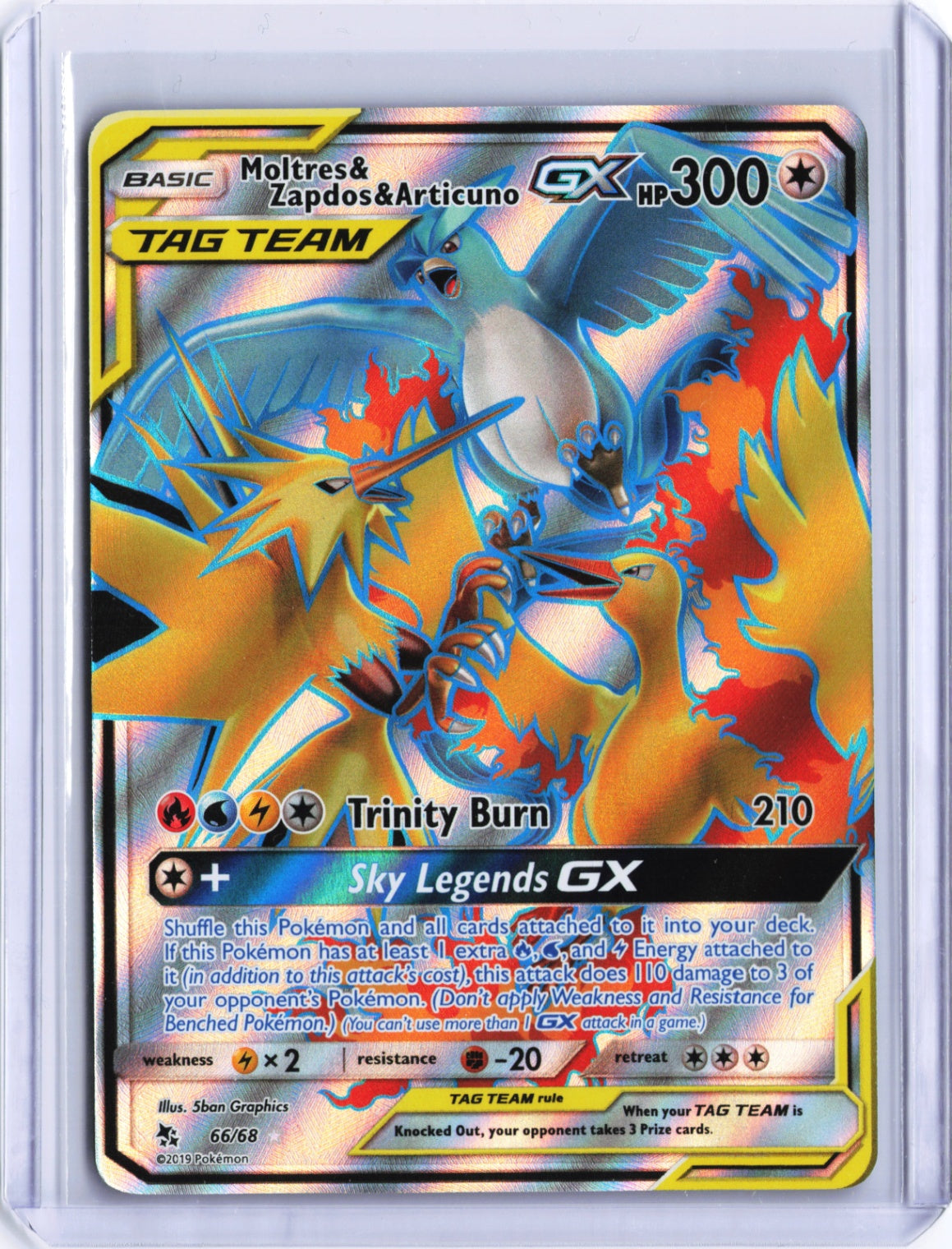 Moltres & Zapdos & Articuno GX (Full Art) Ultra Rare Hidden Fates 66/68 NM
