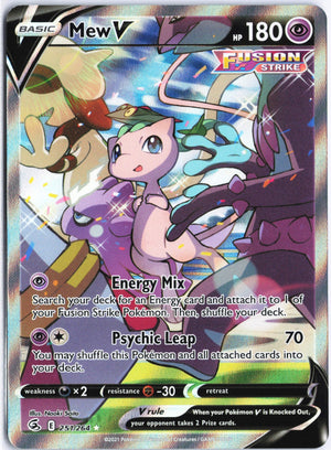 Mew V (Alternate Full Art) Ultra Rare SWSH08: Fusion Strike 251/264 NM
