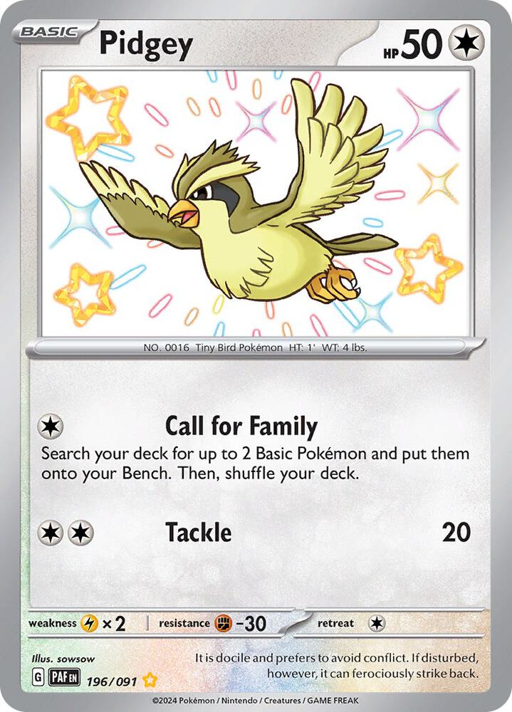 Pidgey - Pokemon Paldean Fates #196/091