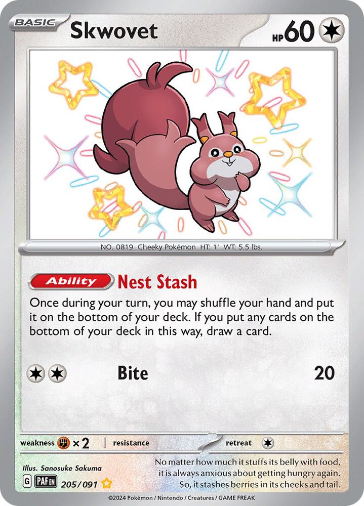 Skwovet - Pokemon Paldean Fates #205/091