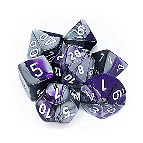 Chessex Gemini Polyhedral Purple-Steel/White 7-Dice Set