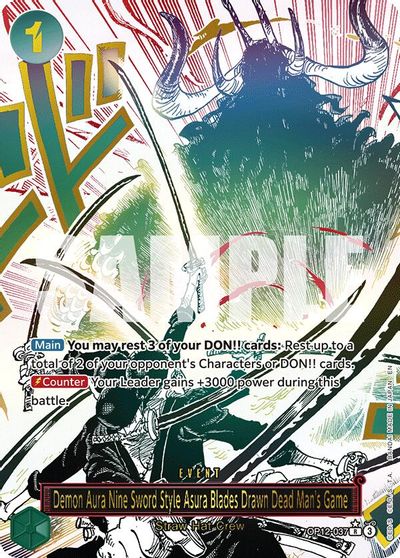 Demon Aura Nine Sword Style Asura Blades Drawn Dead Man's Game [Alternate Art] OP12-037