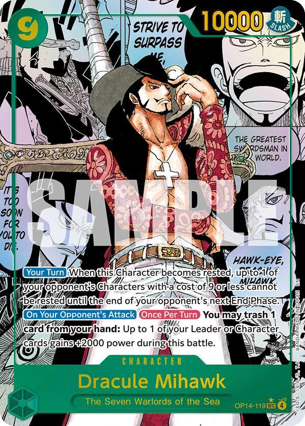 Dracule Mihawk (Manga) - The Azure Sea's Seven #OP14-119