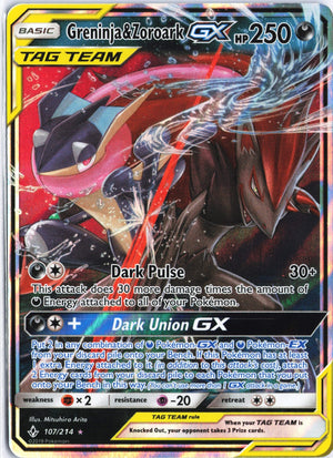 Greninja & Zoroark GX Ultra Rare SM - Unbroken Bonds 107/214 NM