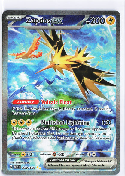 Zapdos ex Special Illustration Rare SV: Scarlet & Violet 151 202/165 NM