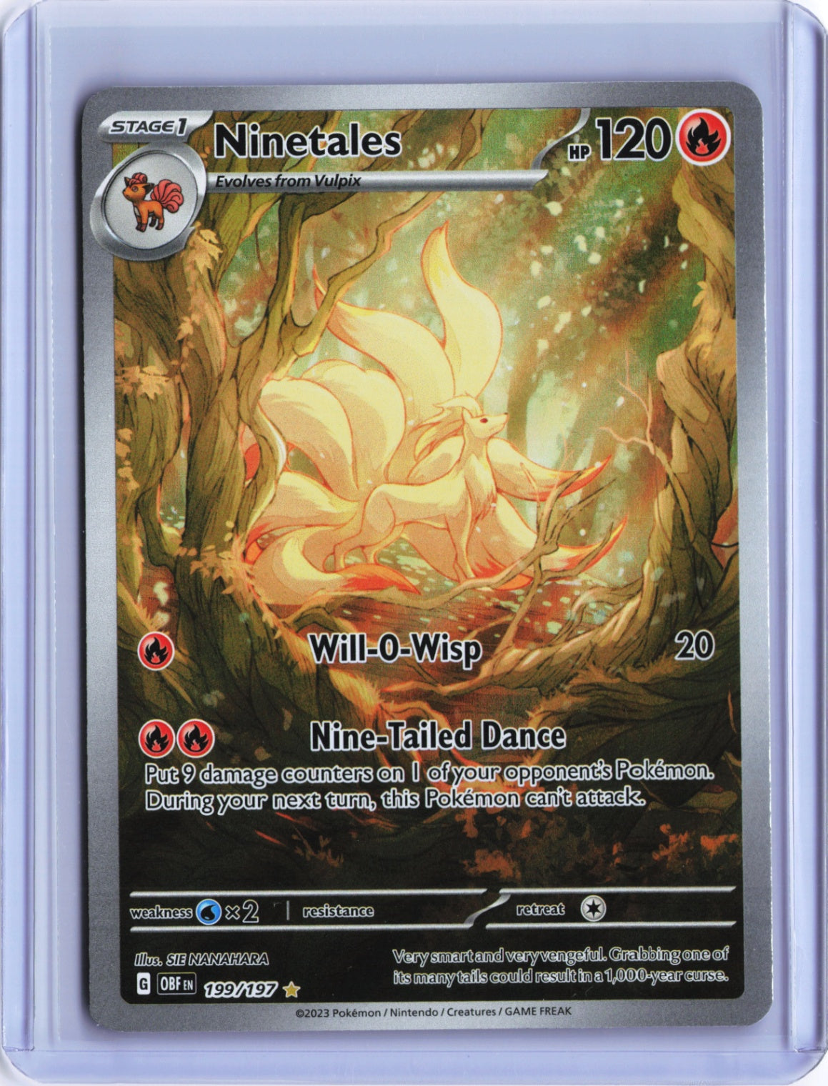 Ninetales - Illustration Rare SV03: Obsidian Flames 199/197 NM