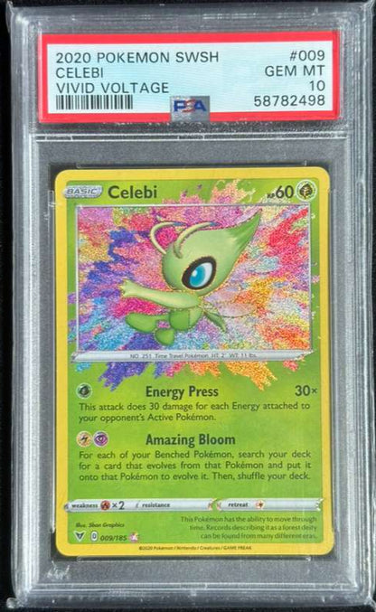 2020 POKEMON SWORD & SHIELD VIVID VOLTAGE #009 CELEBI VIVID VOLTAGE PSA#10
