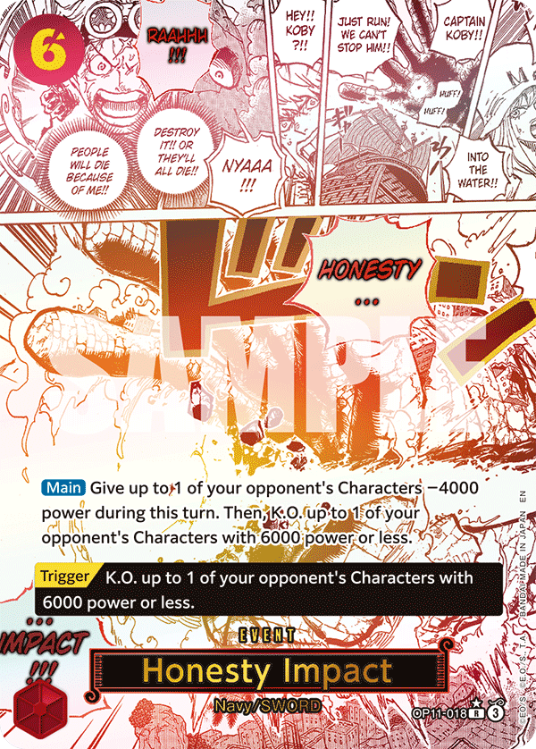 Honesty Impact (Alternate Art) - A Fist of Divine Speed #OP11-018