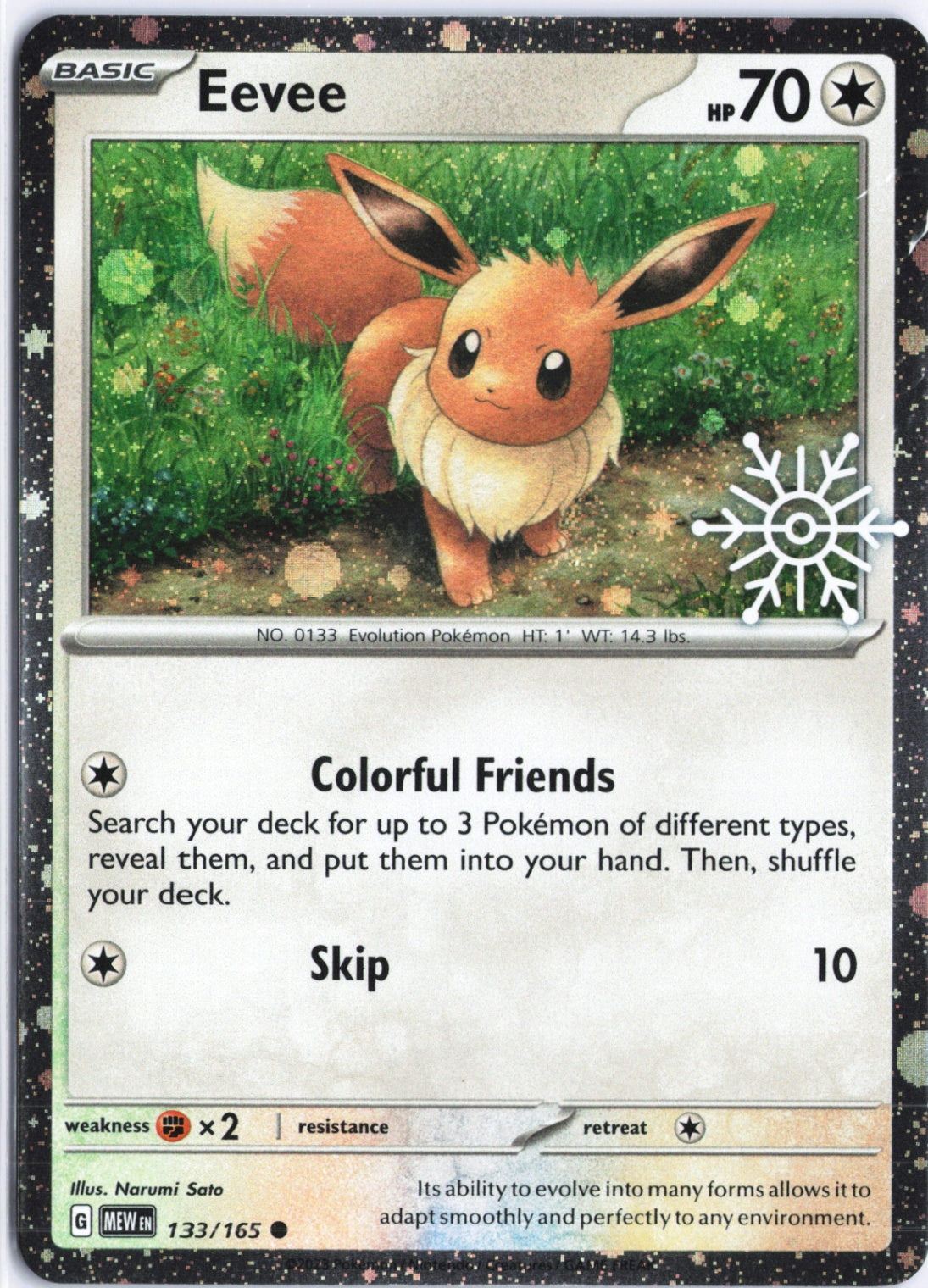 Eevee Common SV: Scarlet & Violet 151 133/165 NM Snowflake Stamp