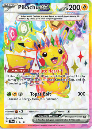 Pikachu ex Ultra Rare SV08: Surging Sparks 219/191 NM