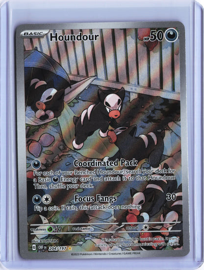Houndour - Illustration Rare SV03: Obsidian Flames 204/197 NM